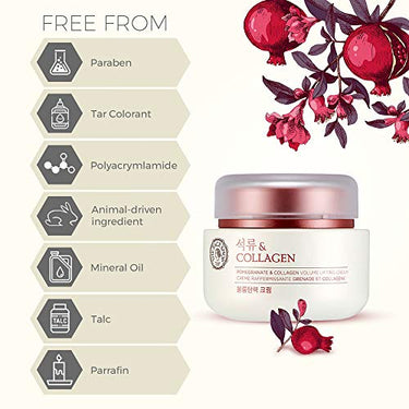 The Face Shop Pomegranate & Collagen Face Cream With 10% Marine Collagen & Pomegranate Extracts | Day & Night Cream to smooth wrinkles & give intense moisturization | Suitable For All Skin Types, 100Ml